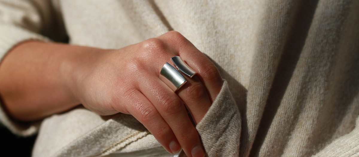 Modern silver ring designed by Martin Beffert