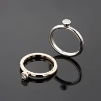 Thin gold rings with small diamonds