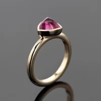 Rose gold ring with a trillion shaped Pink Tourmaline cabochon