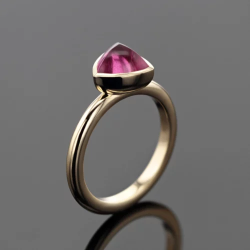 Rose gold ring with a trillion shaped Pink Tourmaline cabochon