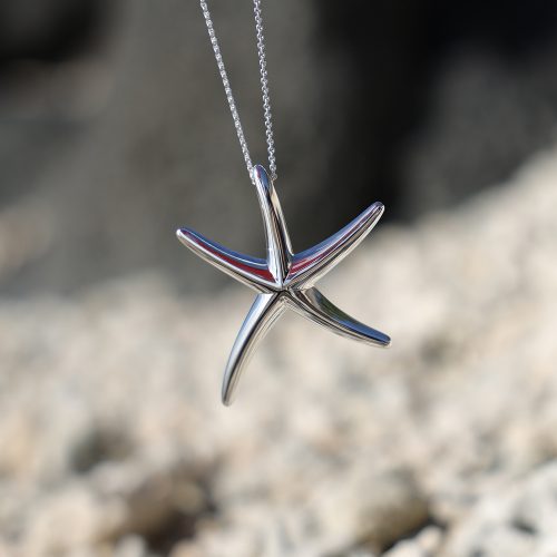 XL seastar pendant in polished sterling silver