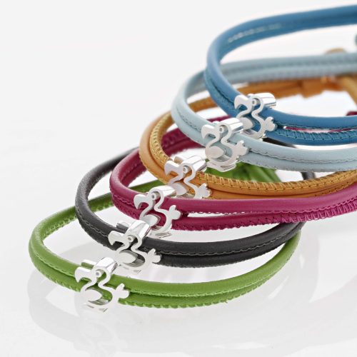 silver dodo on leather bracelets, different colours,Mauritius