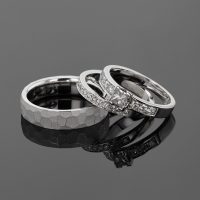 white gold wedding ring and engagement rings with diamonds