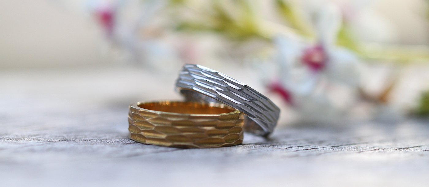 Custom made, textured wedding rings