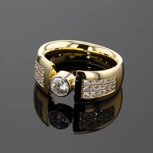 Yellow gold and diamond ring