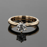 Polished rose gold ring with a sparkling 1 carat diamond solitaire