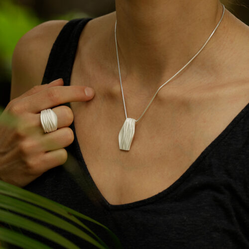 Sterling silver pendant with organic rills