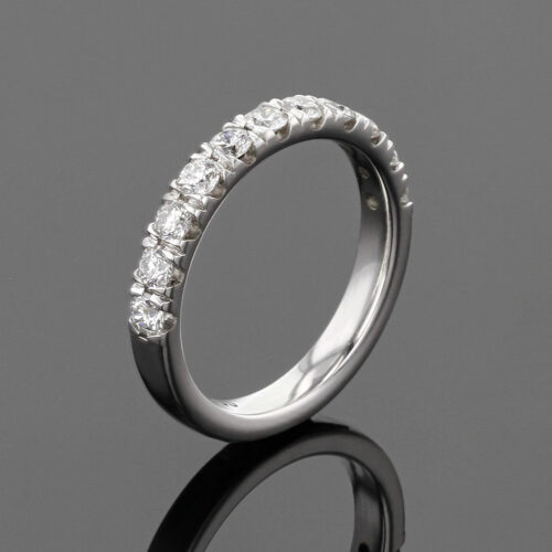 White gold ring set with diamonds