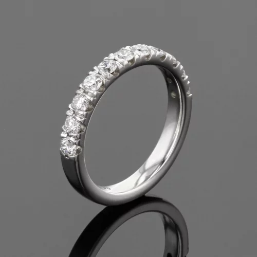 White gold band with diamonds