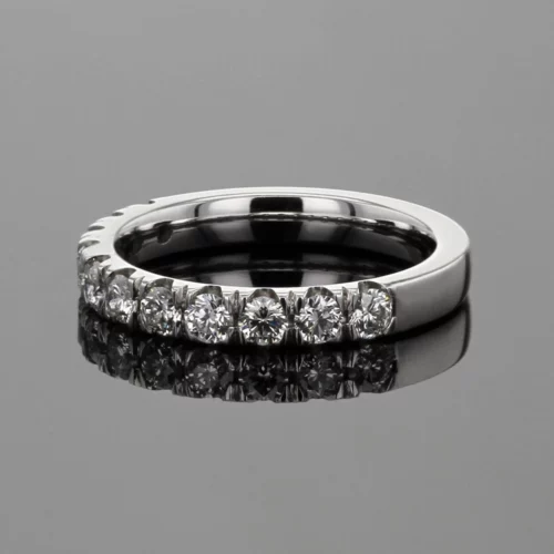 White gold band with diamonds