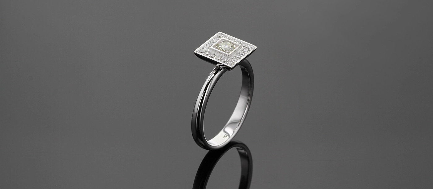 White gold and diamond ring