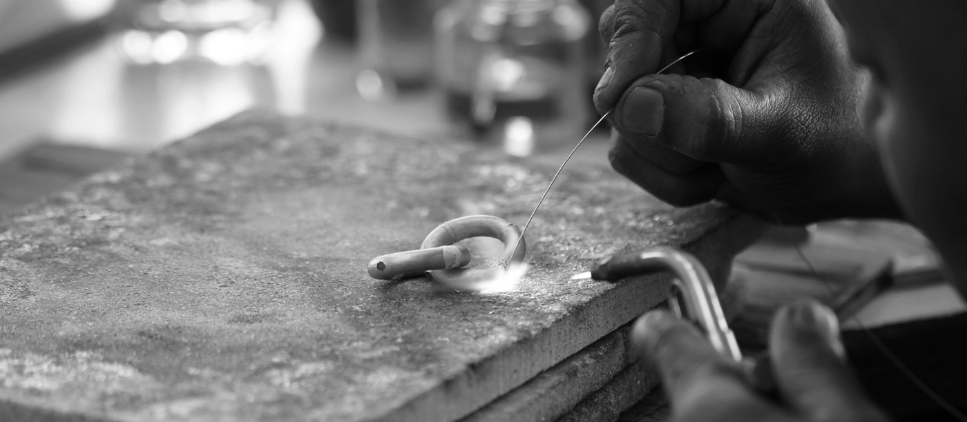 Jeweler working at his bench