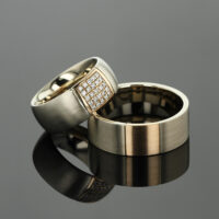 Big and bold wedding bands in 18ct gold