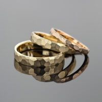 Rock textured wedding bands
