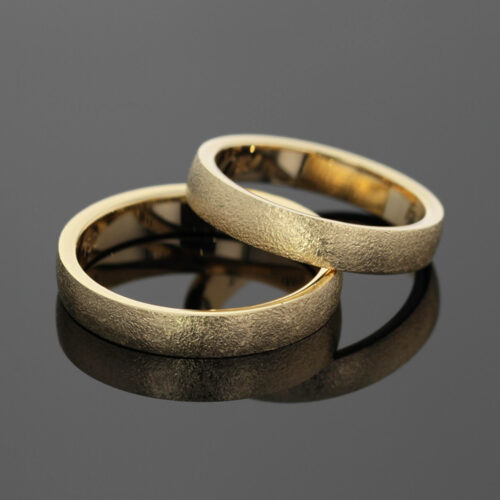 Frosted gold wedding bands